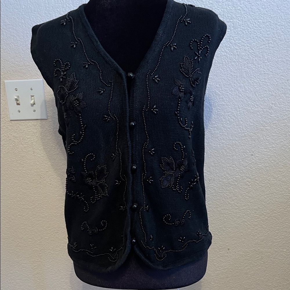 Requirements Black Knit Vest with Subtle Texture